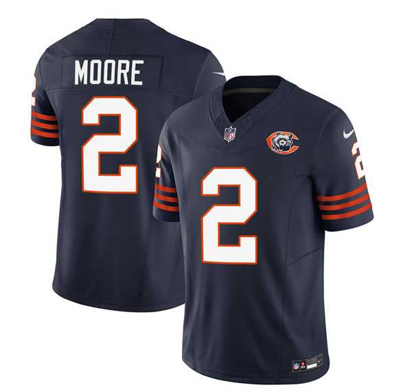 Men & Women & Youth Chicago Bears #2 DJ Moore Navy 2023 F.U.S.E. Throwback Limited Jersey